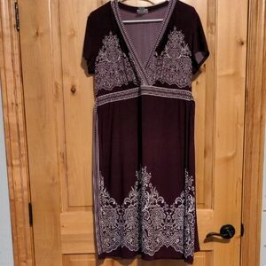 Purple and White Short Sleeve Dress